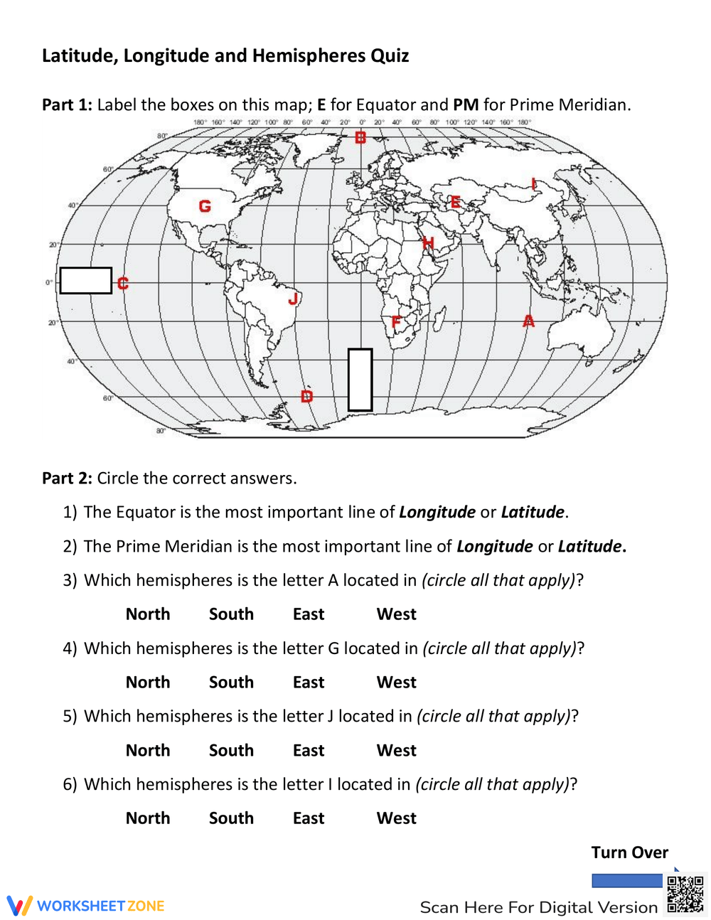 Printable 5th Grade Latitude And Longitude Worksheets