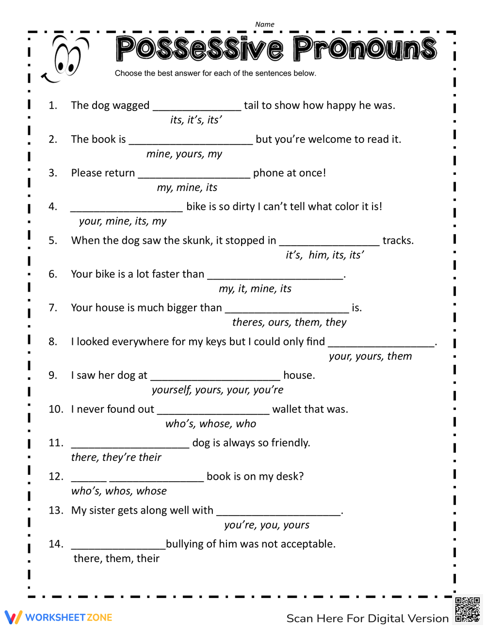 Printable 5th Grade Possessive Pronouns Worksheets