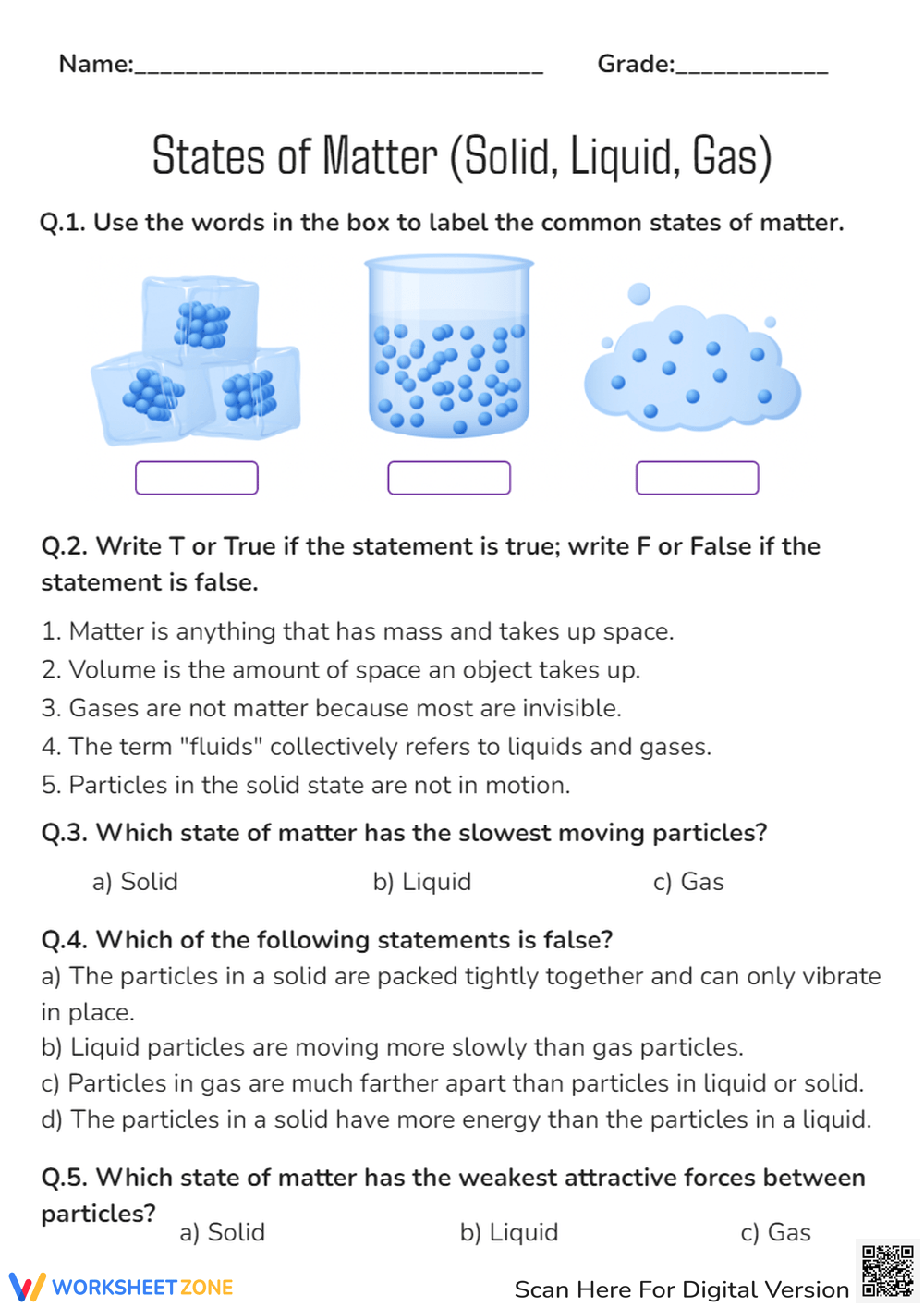 Printable 7th Grade Classification Of Matter Solid Liquid Gas Worksheets