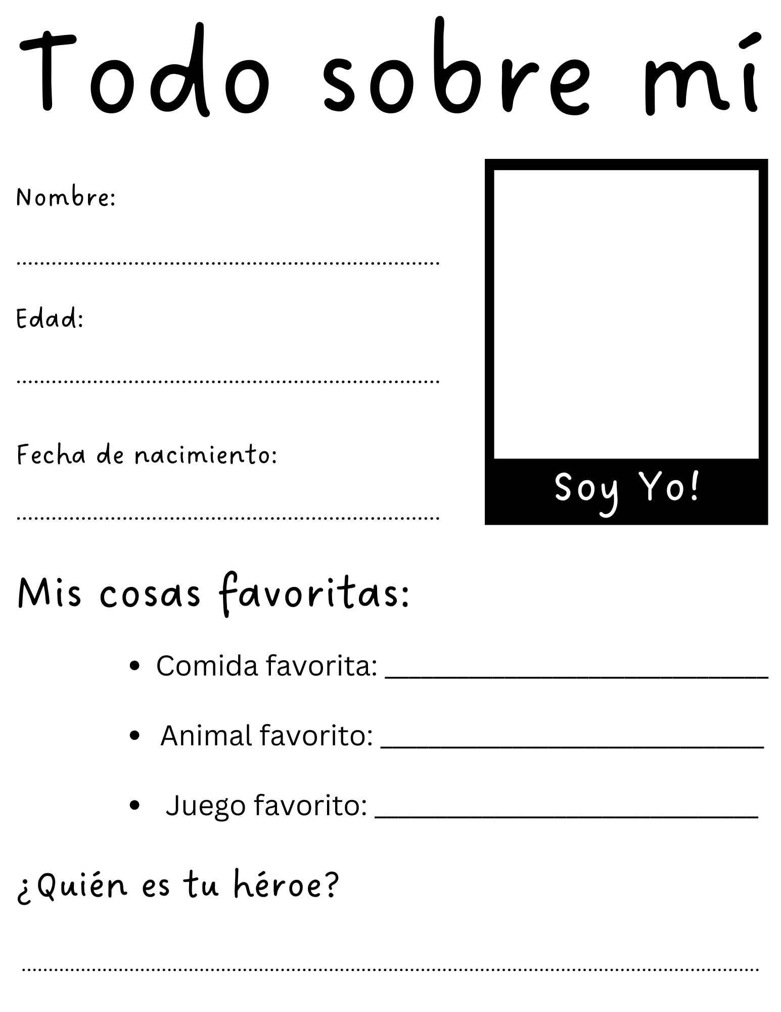 Printable All About Me In Spanish Worksheet Todo Sobre Mi Teaching Resources Printable All About Me In Spanish Worksheet Todo Sobre Mi Teaching Resources