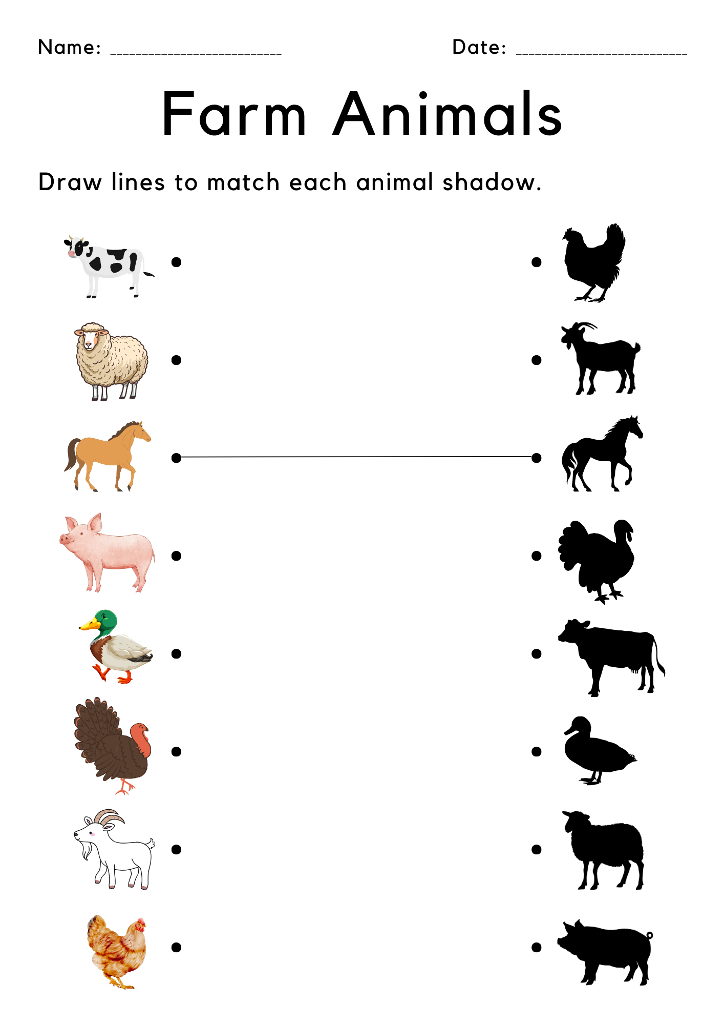 Printable Animal Shadow Matching Activity Kindergarten Worksheets For Toddlers Made By Teachers