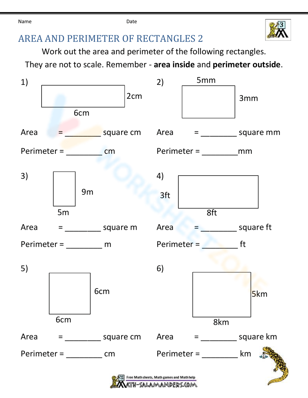 Printable Area And Perimeter Worksheets Download