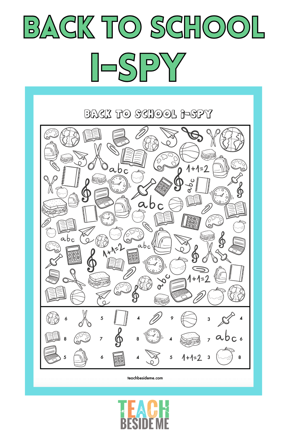 Printable Back To School I Spy Teach Beside Me