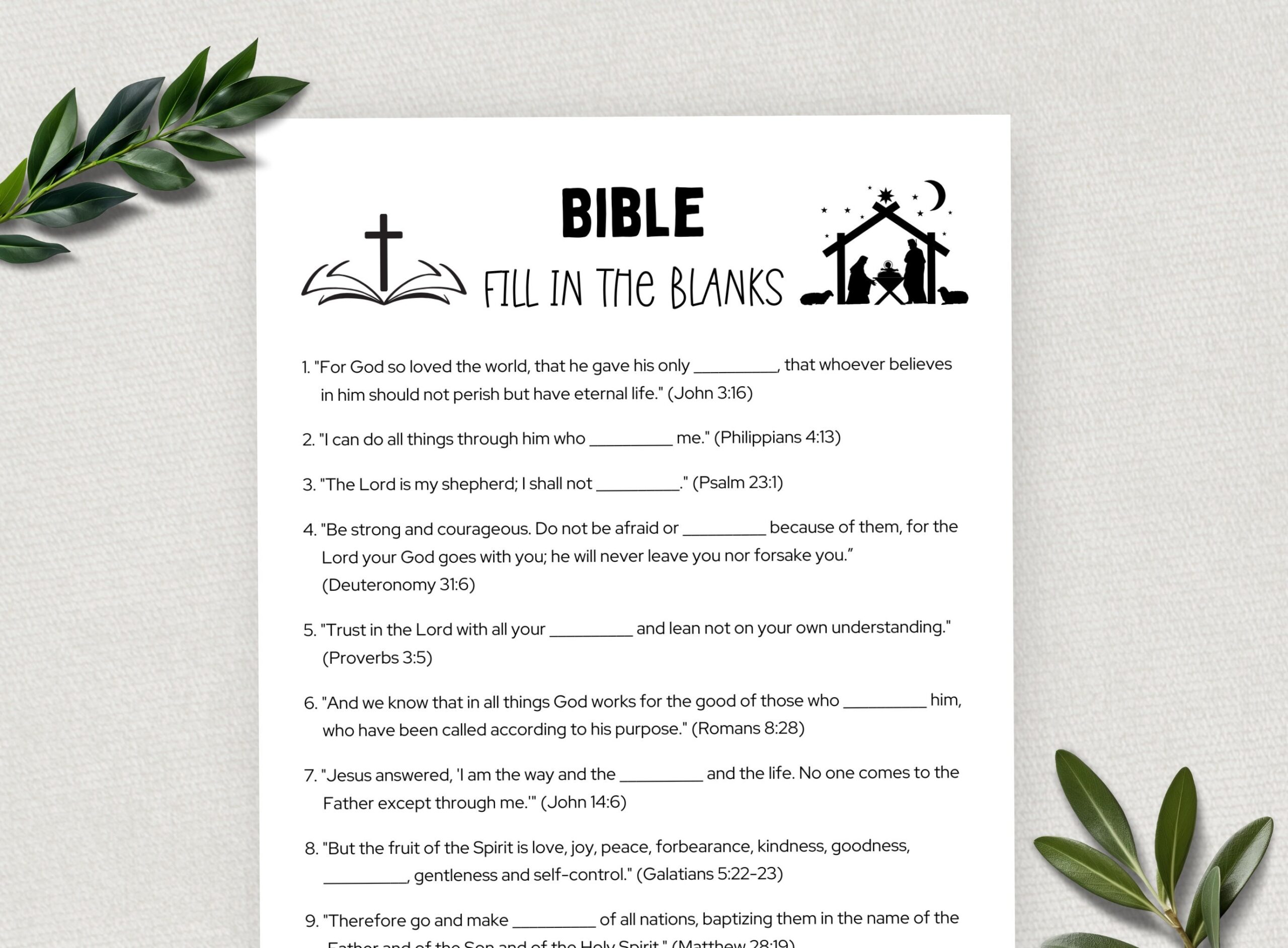 Printable Bible Fill In The Blanks Bible Games Fun Christian Youth Group Game Sunday School Church Study Activity Digital Download Etsy