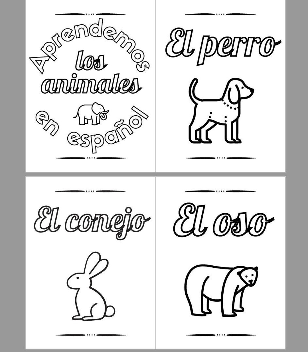 Printable Coloring Book Learn The Animals In Spanish 16 Pages Kids Activity Ni Os Homeschool Teacher Preschool Classroom Etsy