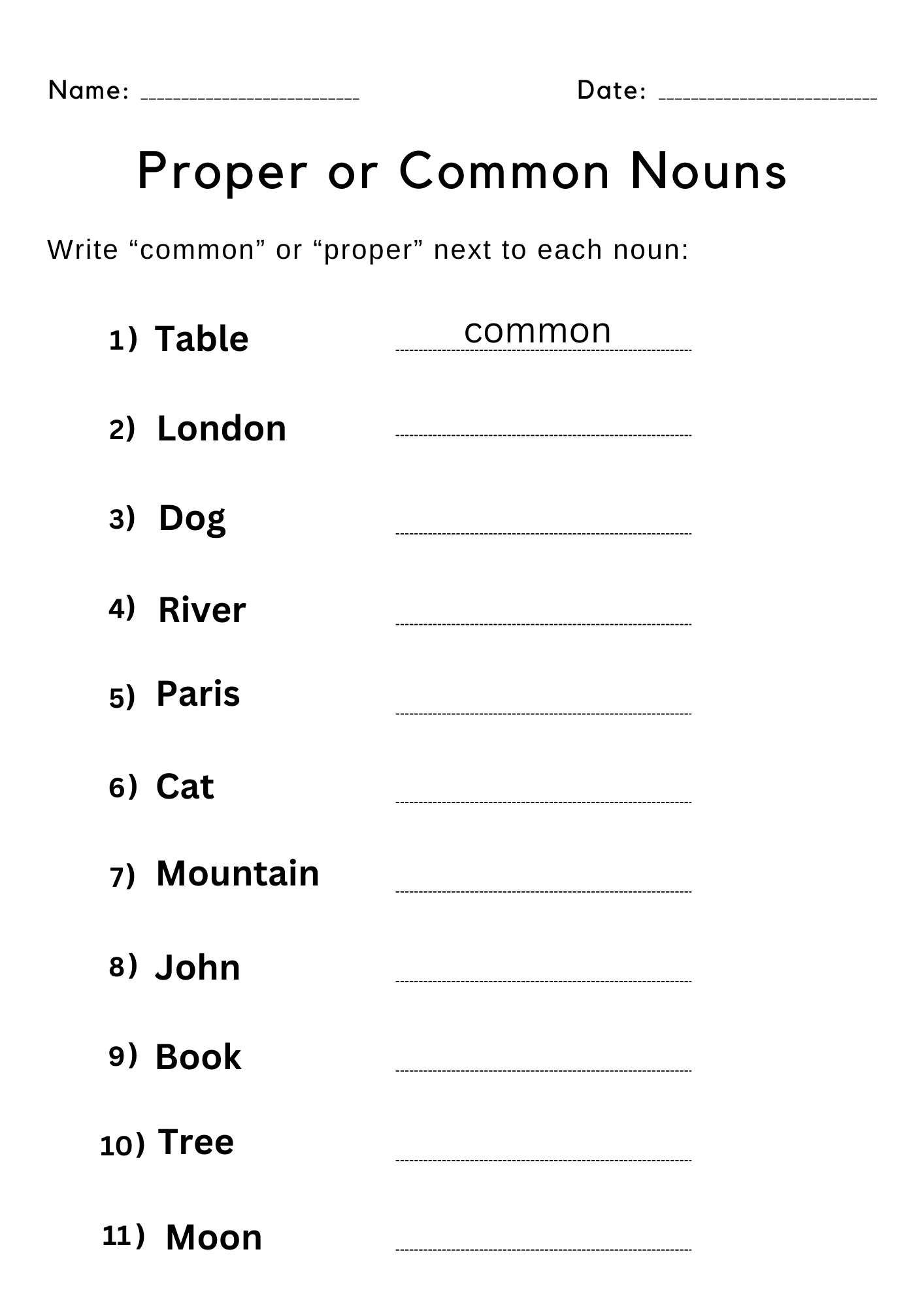 Nouns Worksheets Proper And Common Nouns Worksheets