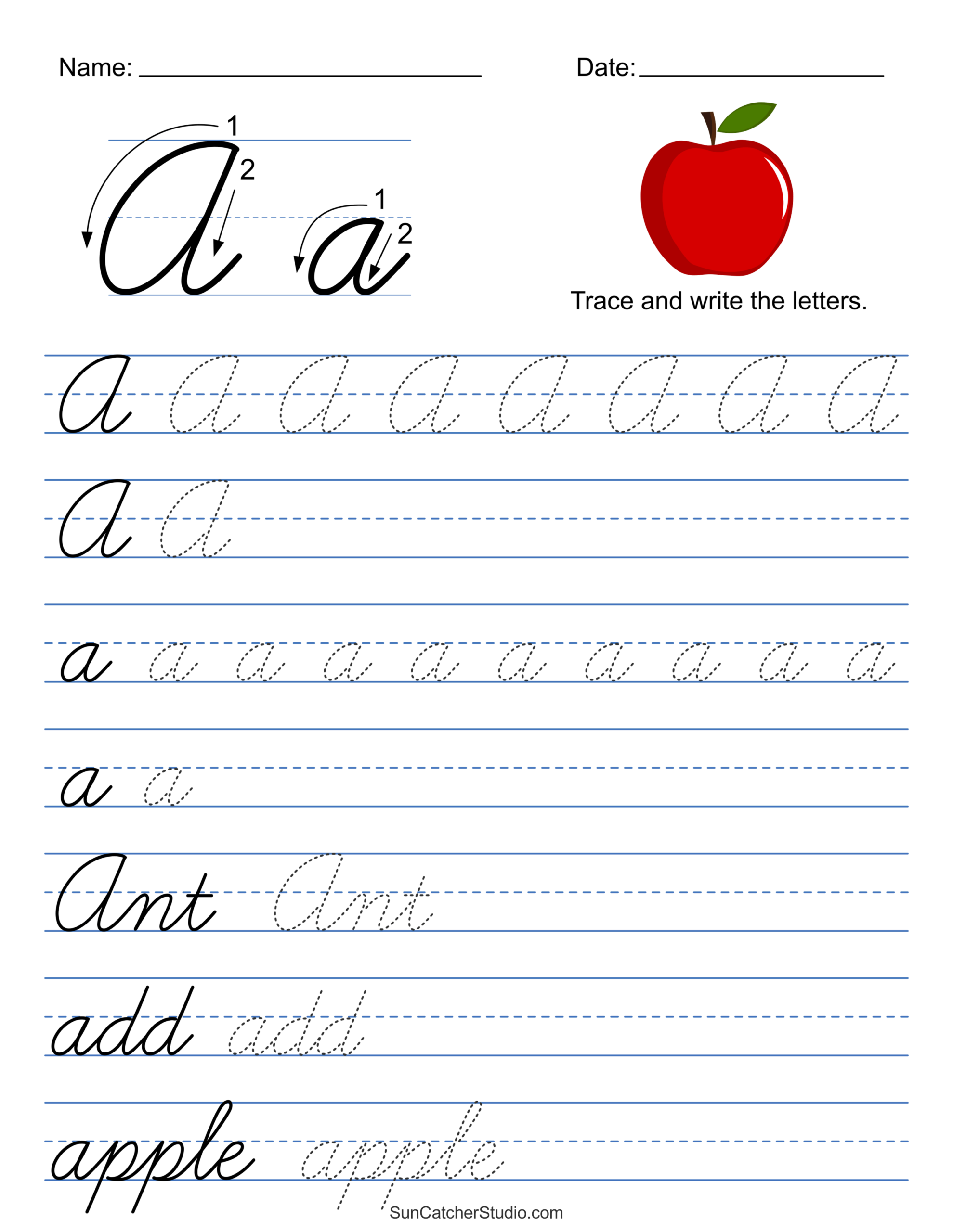 Free Printable Cursive Writing Practice Sheets PDF Downloads