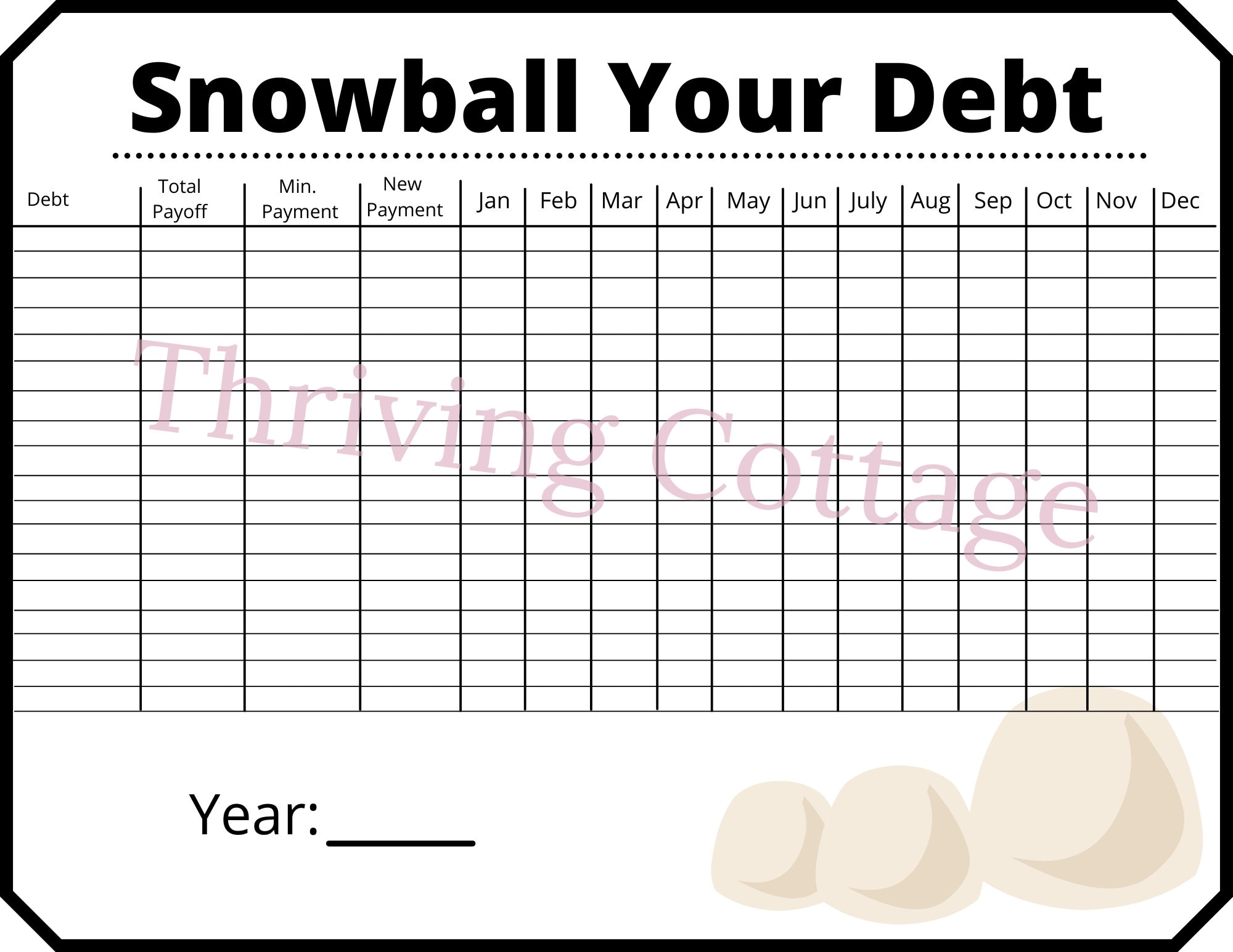 Debt Snowball Printable Sheet Dave Ramsey Inspired Debt Snowball Sheet With Payments Balance Overview Etsy Canada