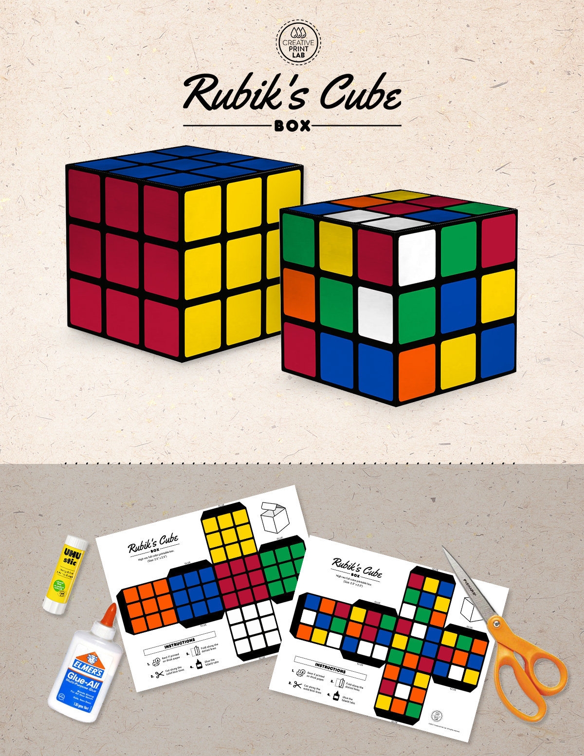 Printable Digital Rubik S Cube Fun And Colorful Gift Box Kids Crafts Instant Download Do It Yourself Favor Box DIY Paper Crafting Etsy Canada