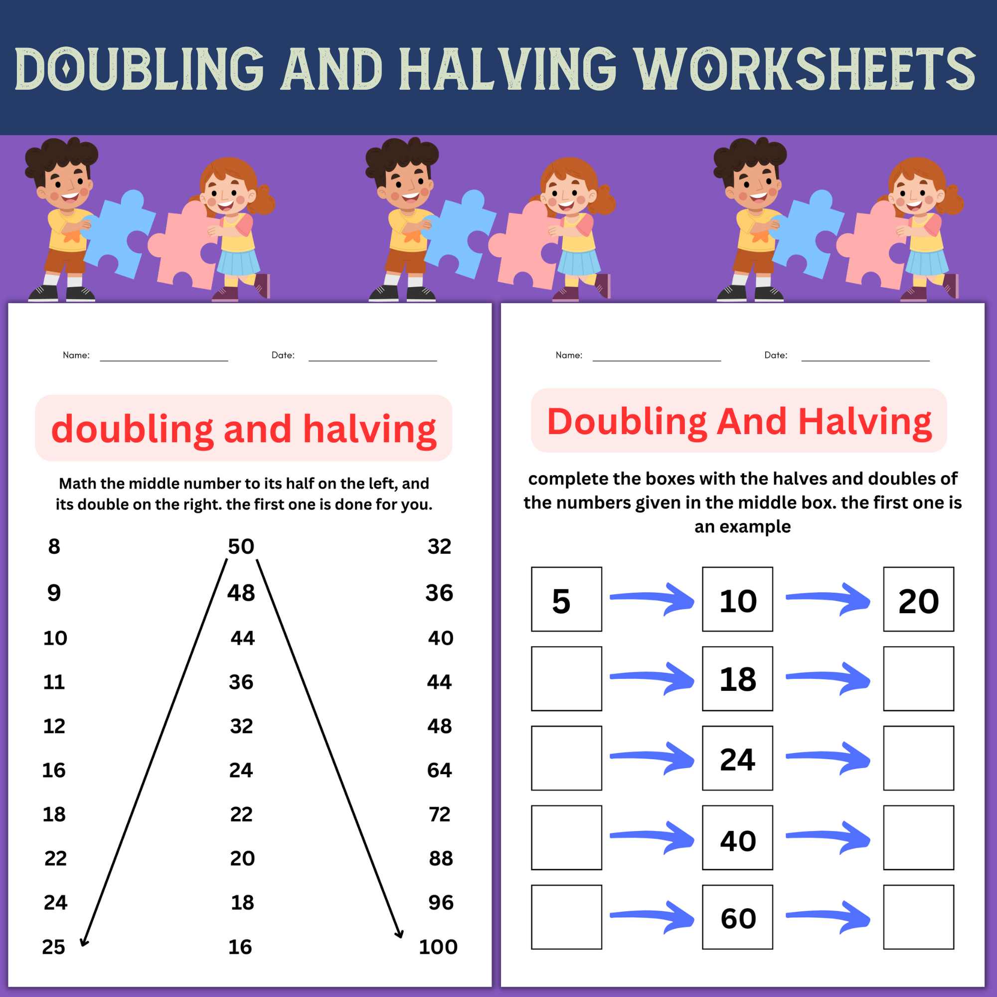 Printable Doubling And Halving Worksheets Grade 1 2 3 Made By Teachers