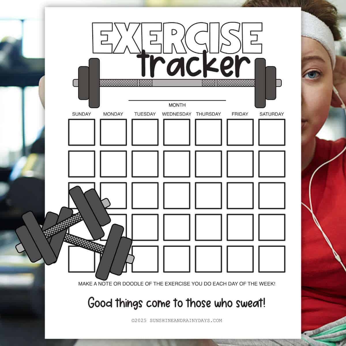 Printable Exercise Tracker Sunshine And Rainy Days