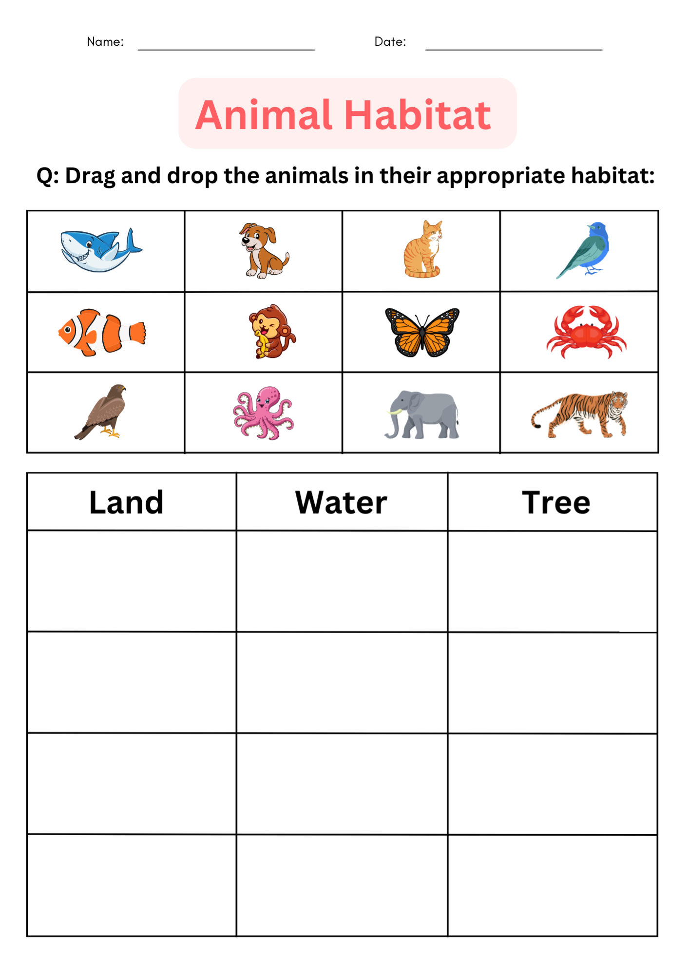 Printable Matching Activity Animal Habitats Worksheets For Grade 1 2 3 Made By Teachers