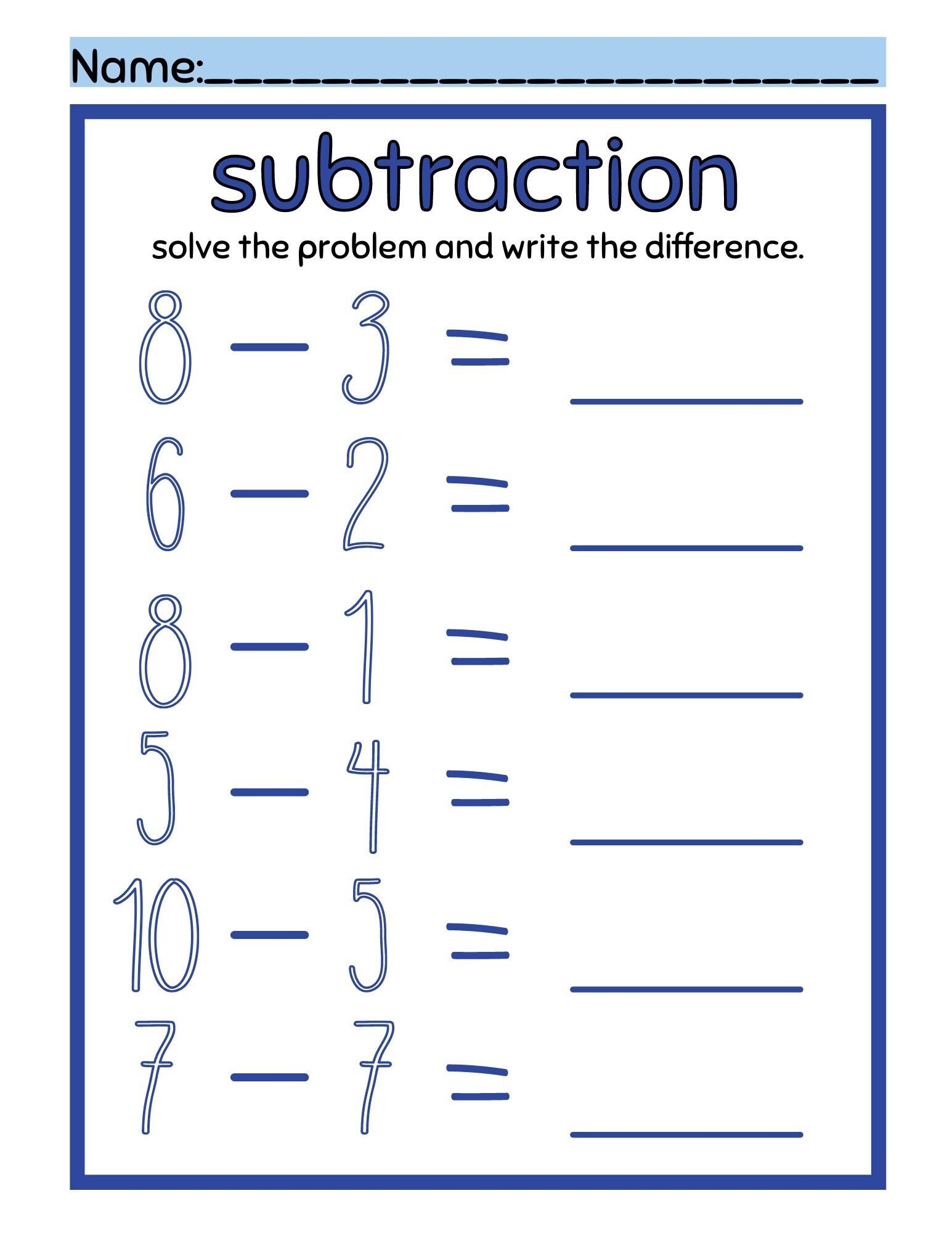 Printable Math Worksheets Addition And Subtraction Pre K Education Exercises Summer Refresher For Kindergarten Counting Review For K Prep Etsy