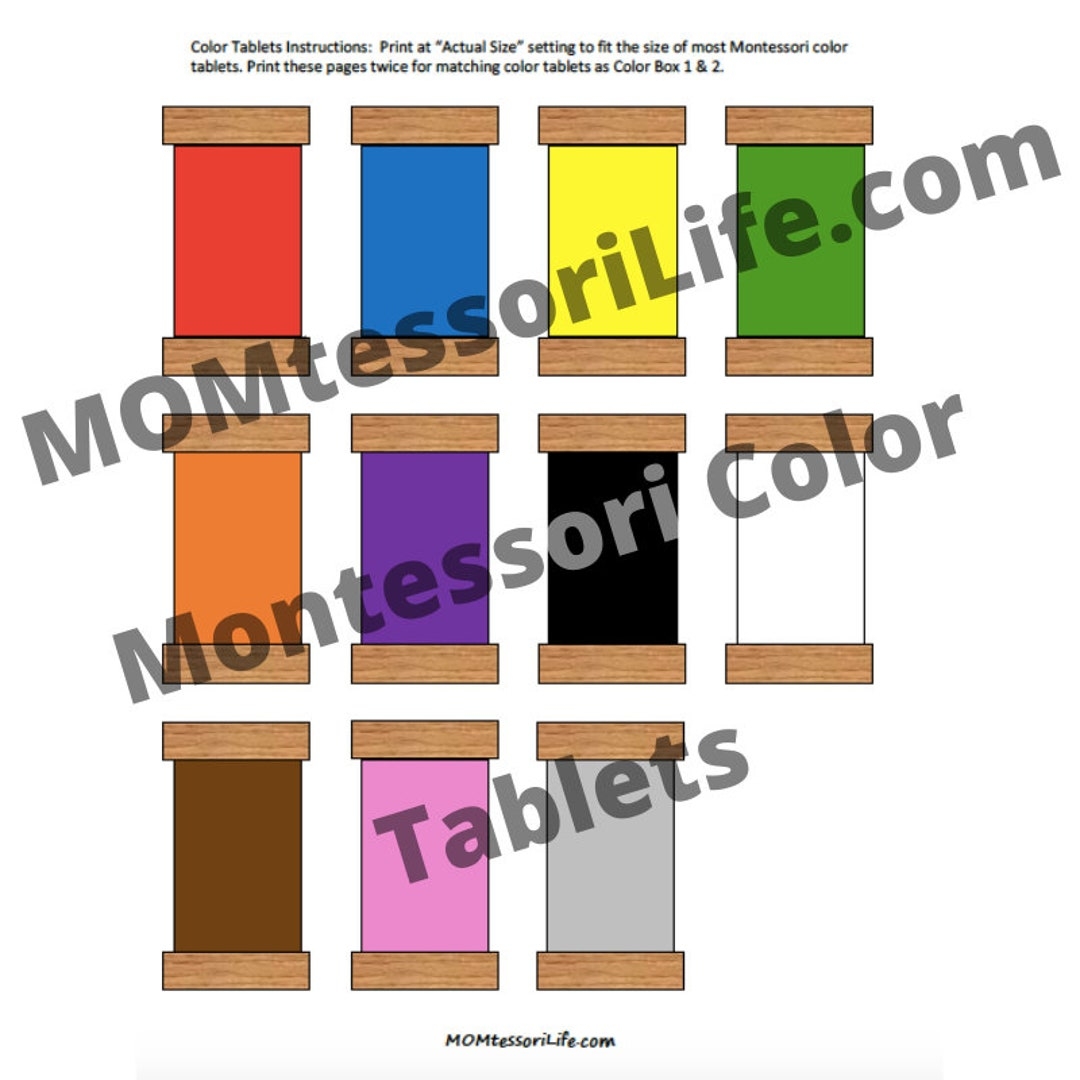 Printable Montessori Color Tablets Color Box 1 2 And 3 Etsy
