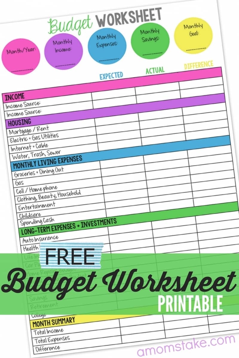 Printable Monthly Family Budget Worksheet A Mom S Take Printable Monthly Family Budget Worksheet A Mom S Take