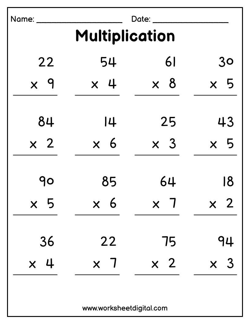 Multiplication Worksheets For 3rd Grade