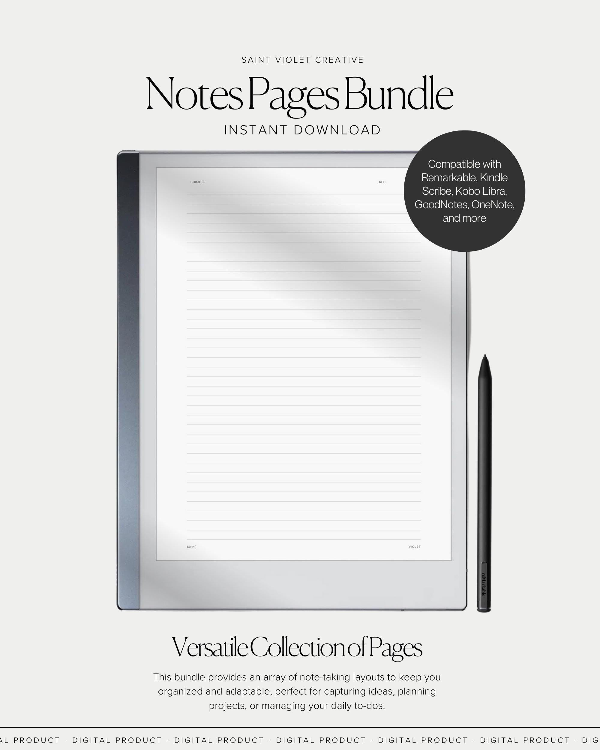 Printable Notes Bundle ADHD Planner A5 Inserts Cornell Notes Task Tracker Remarkable Kindle Scribe College Notes Graph Paper Lined Paper PDF Etsy
