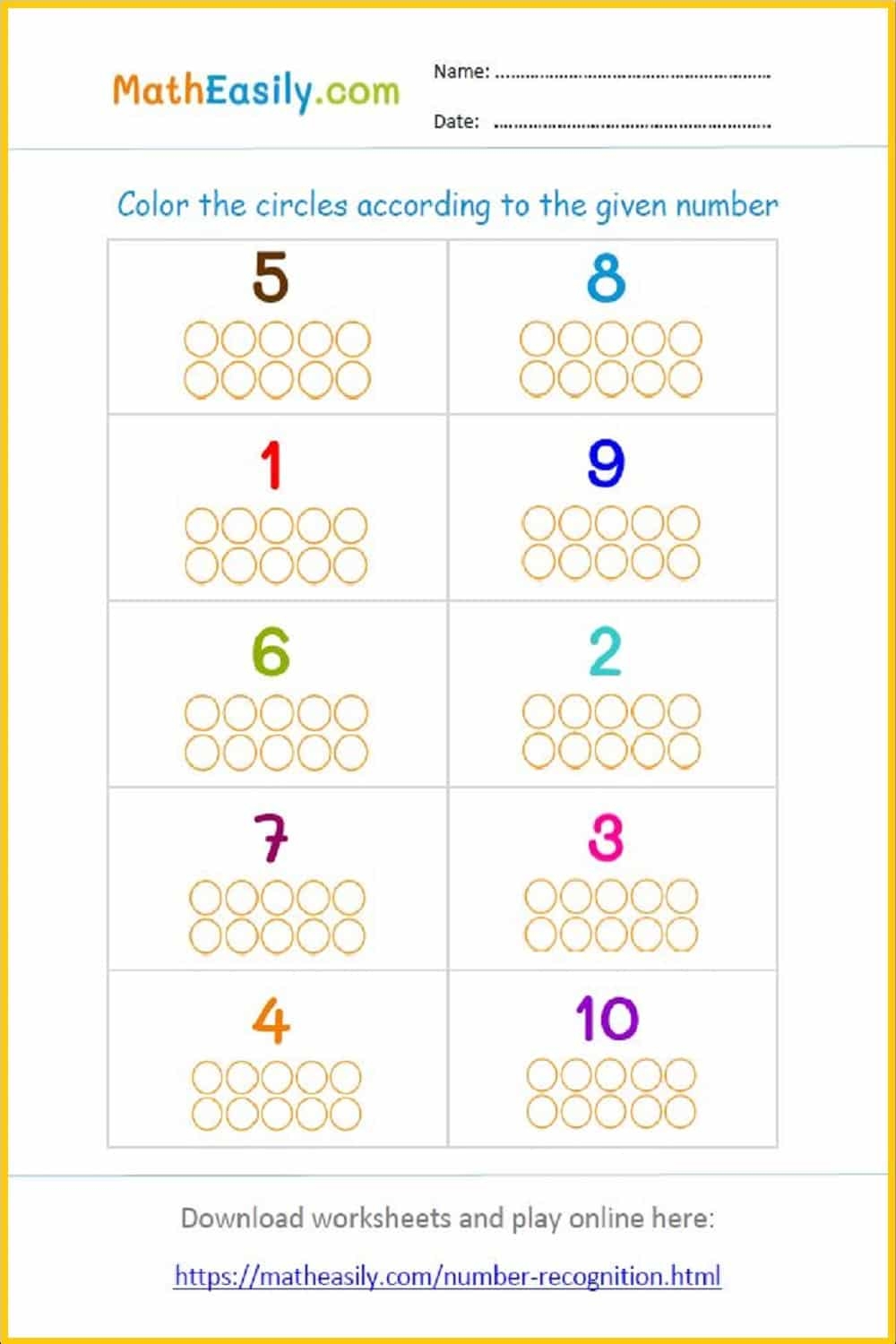 Printable Number Sense Worksheets PDF Free Download