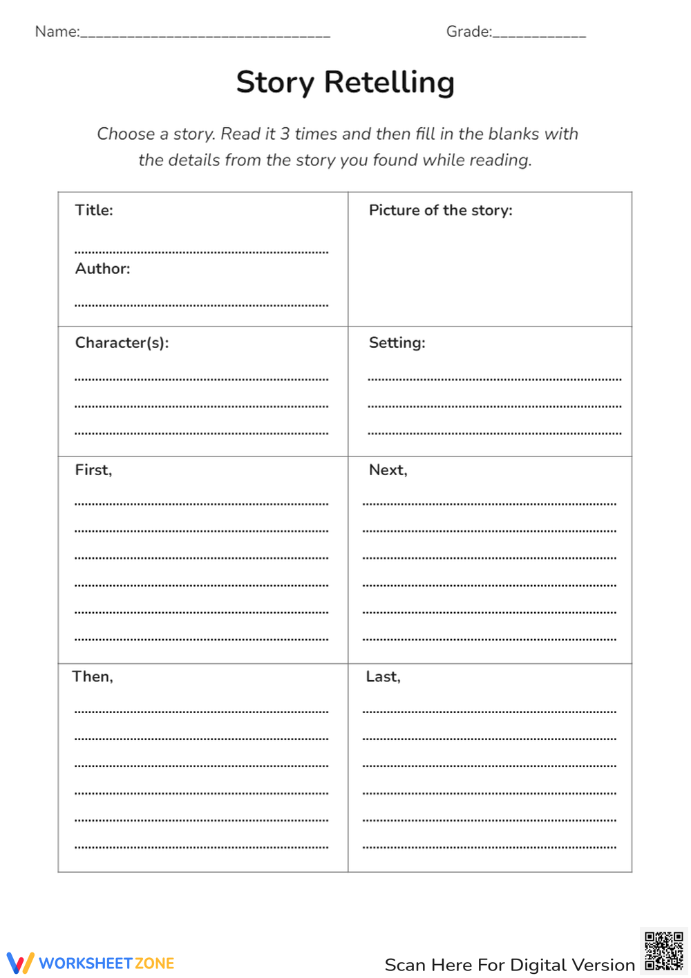 Printable Retelling A Story Worksheets Printable Retelling A Story Worksheets
