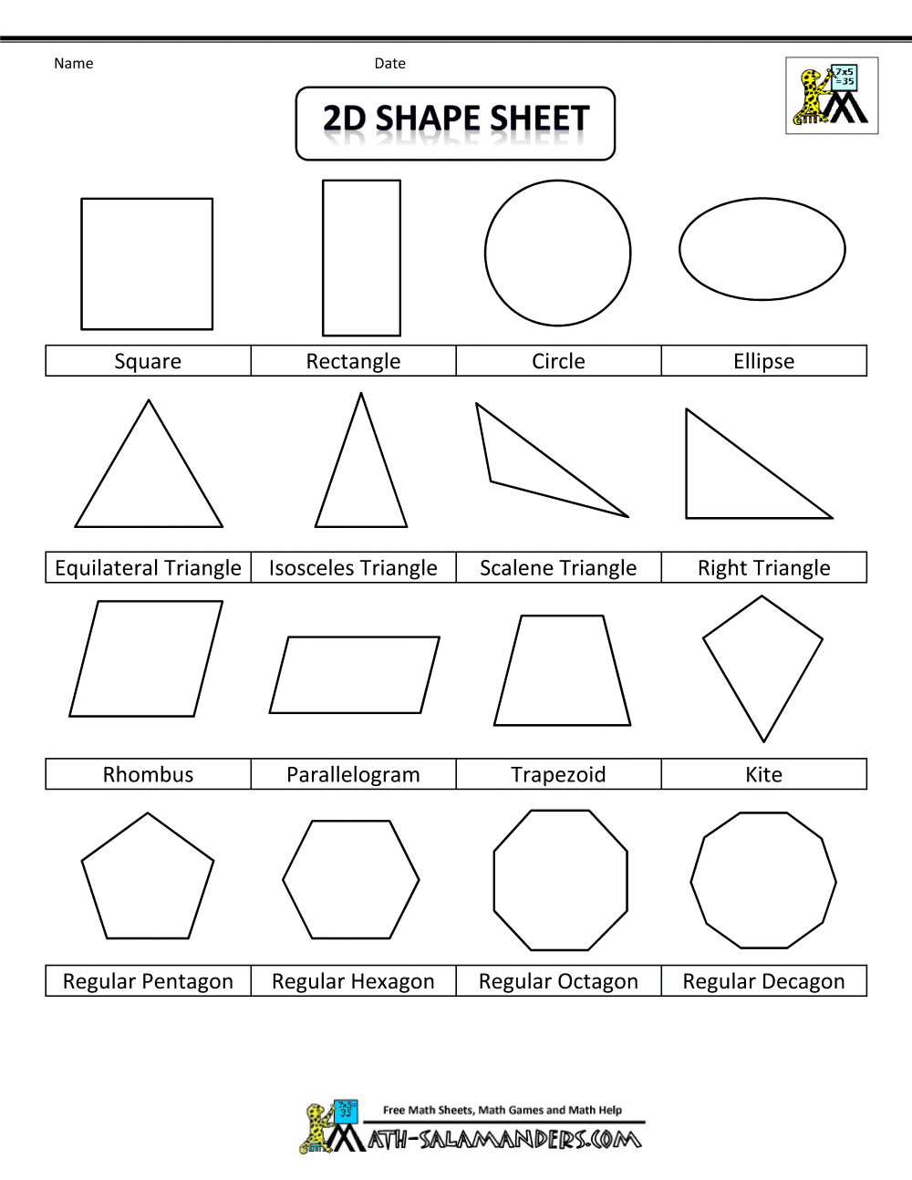 Printable Shapes 2D And 3D