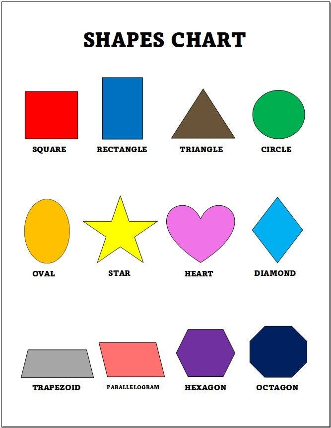 Preschool Shapes Charts Preschool Mom