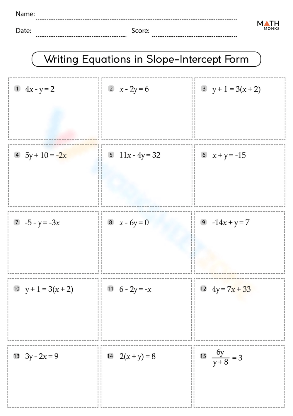 Linear Functions Graphing Lines In Slope Intercept Form Worksheets Sketch Th Made By Teachers