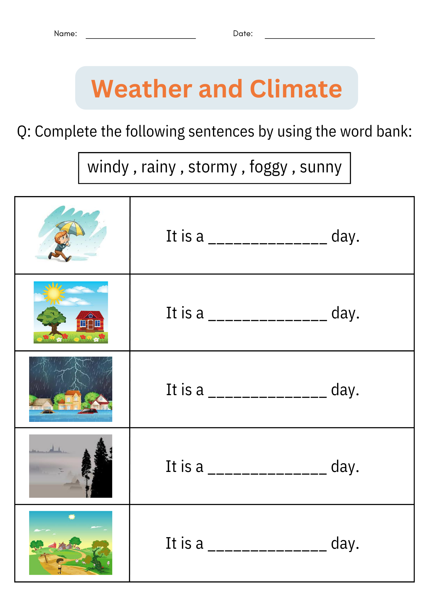 Printable Weather And Climate Activities Worksheet Earth Science For Grade 1 Made By Teachers