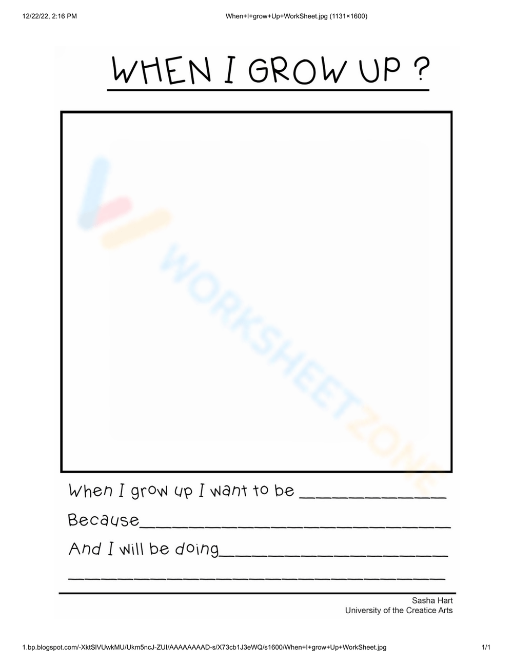 Printable When I Grow Up Worksheets Download