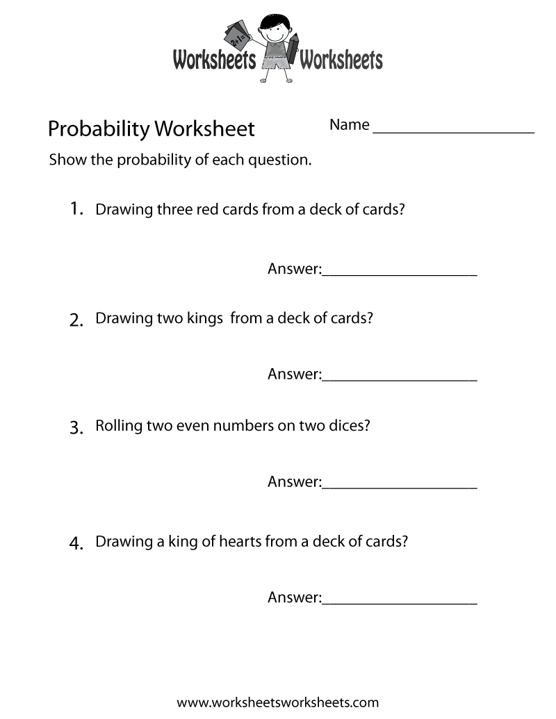 Probability Practice Worksheet Worksheets Worksheets