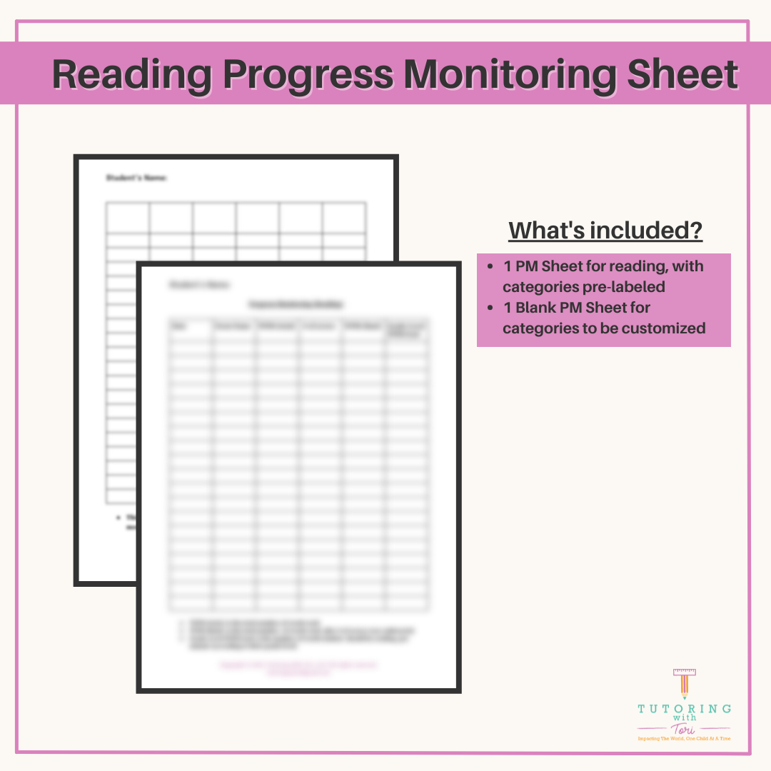 Progress Monitoring Sheet Reading WPM Payhip