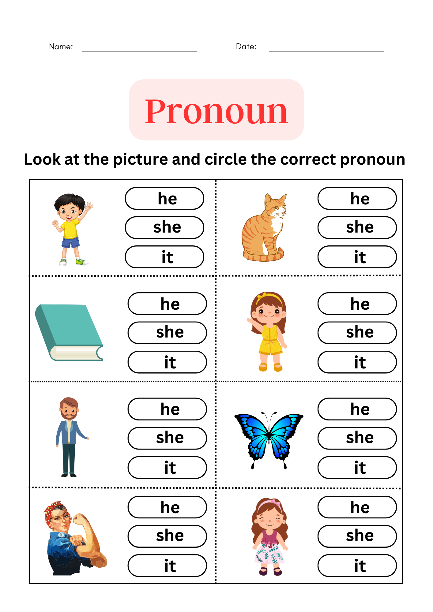 Pronoun Worksheets For Grade 1 2 3 Worksheets Library Worksheets Library