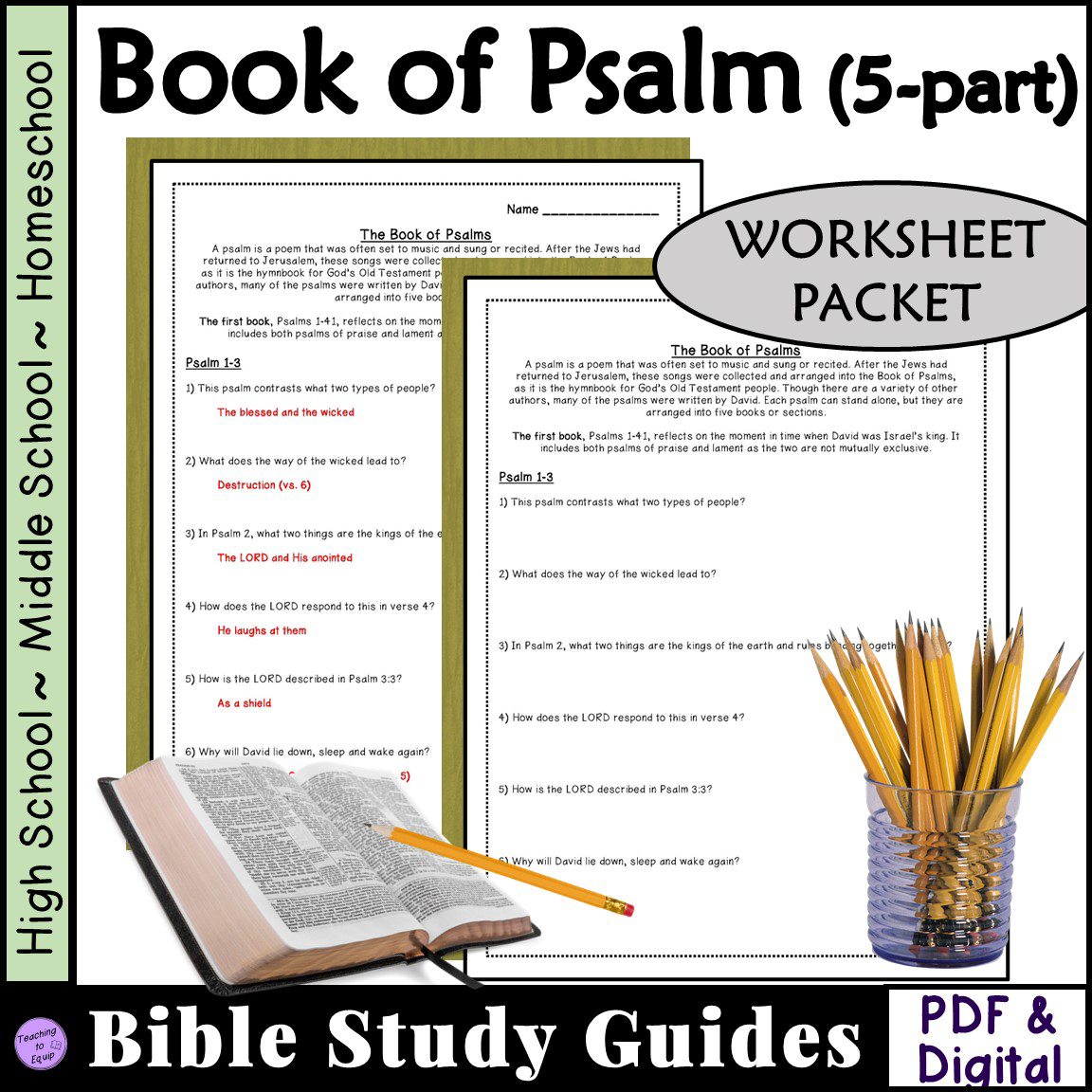 Psalm Bible Study Questions Worksheets Made By Teachers