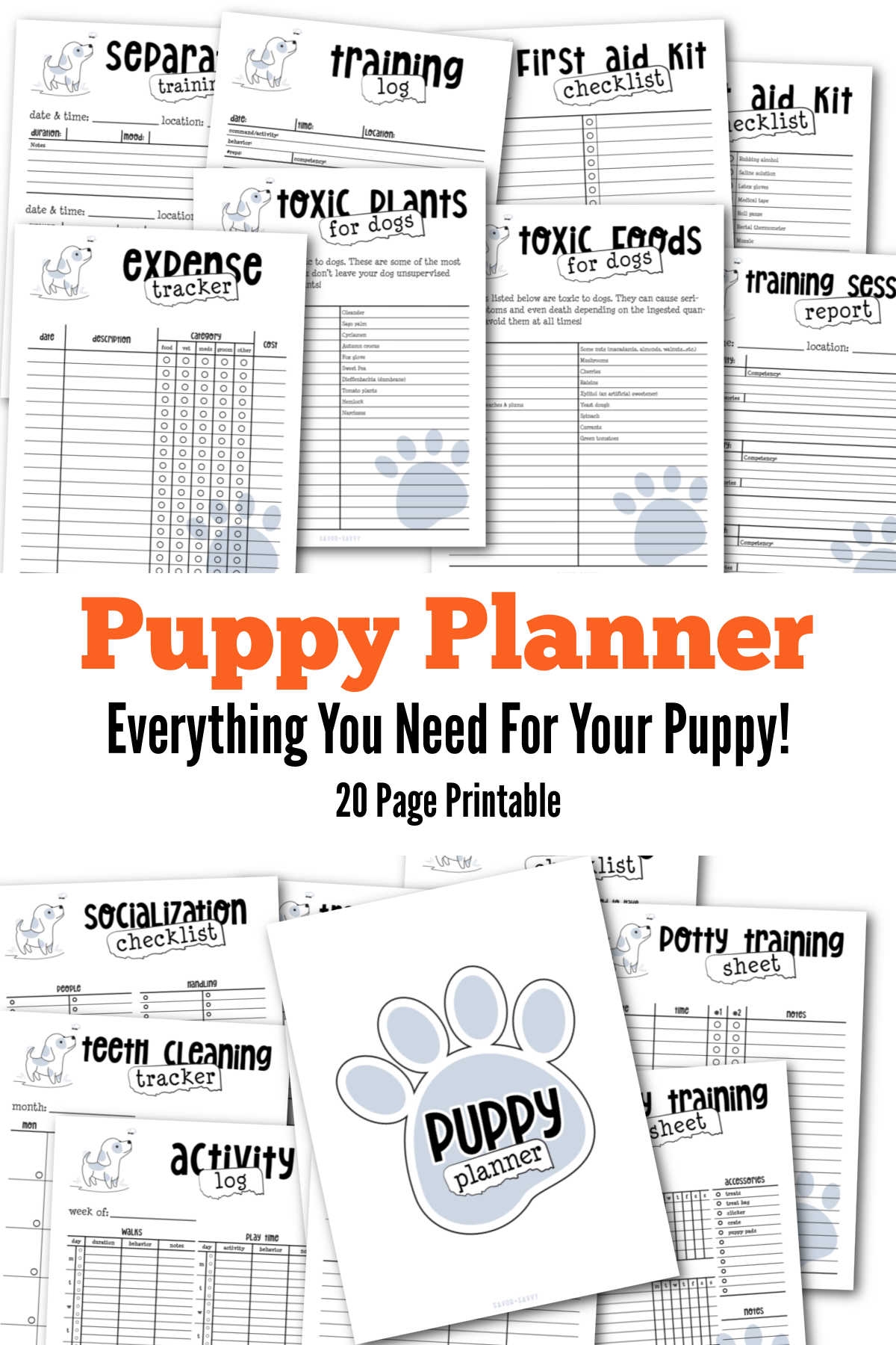 Puppy Planner Printables 20 Pages Savor Savvy