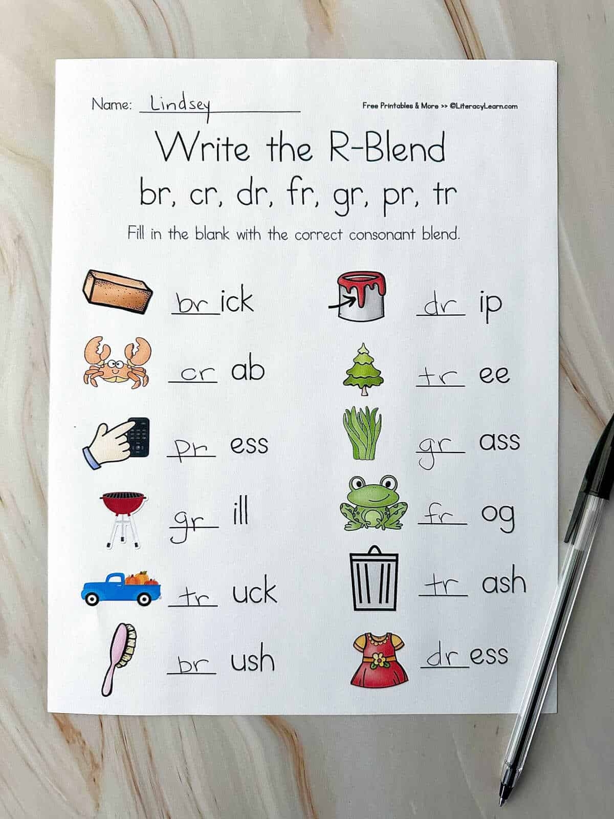 R Blends Words And Worksheets 5 Free Printables Literacy Learn R Blends Words And Worksheets 5 Free Printables Literacy Learn