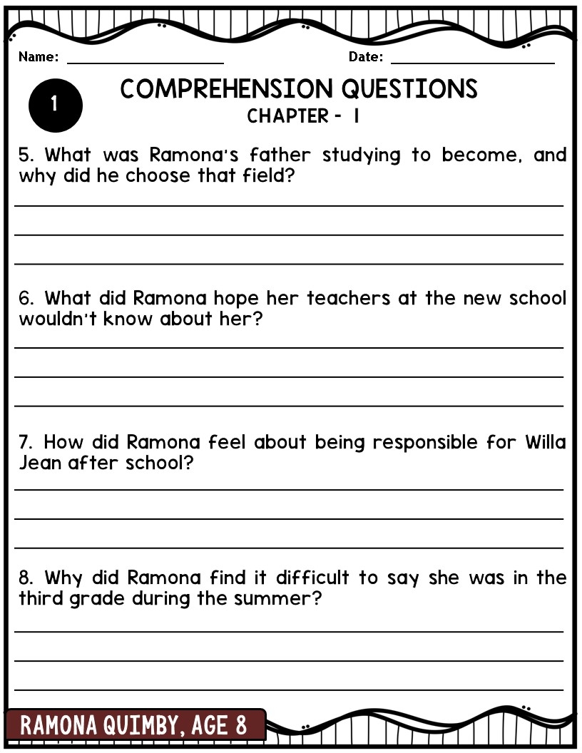 Ramona Quimby Age 8 Novel Study Guide Made By Teachers Ramona Quimby Age 8 Novel Study Guide Made By Teachers