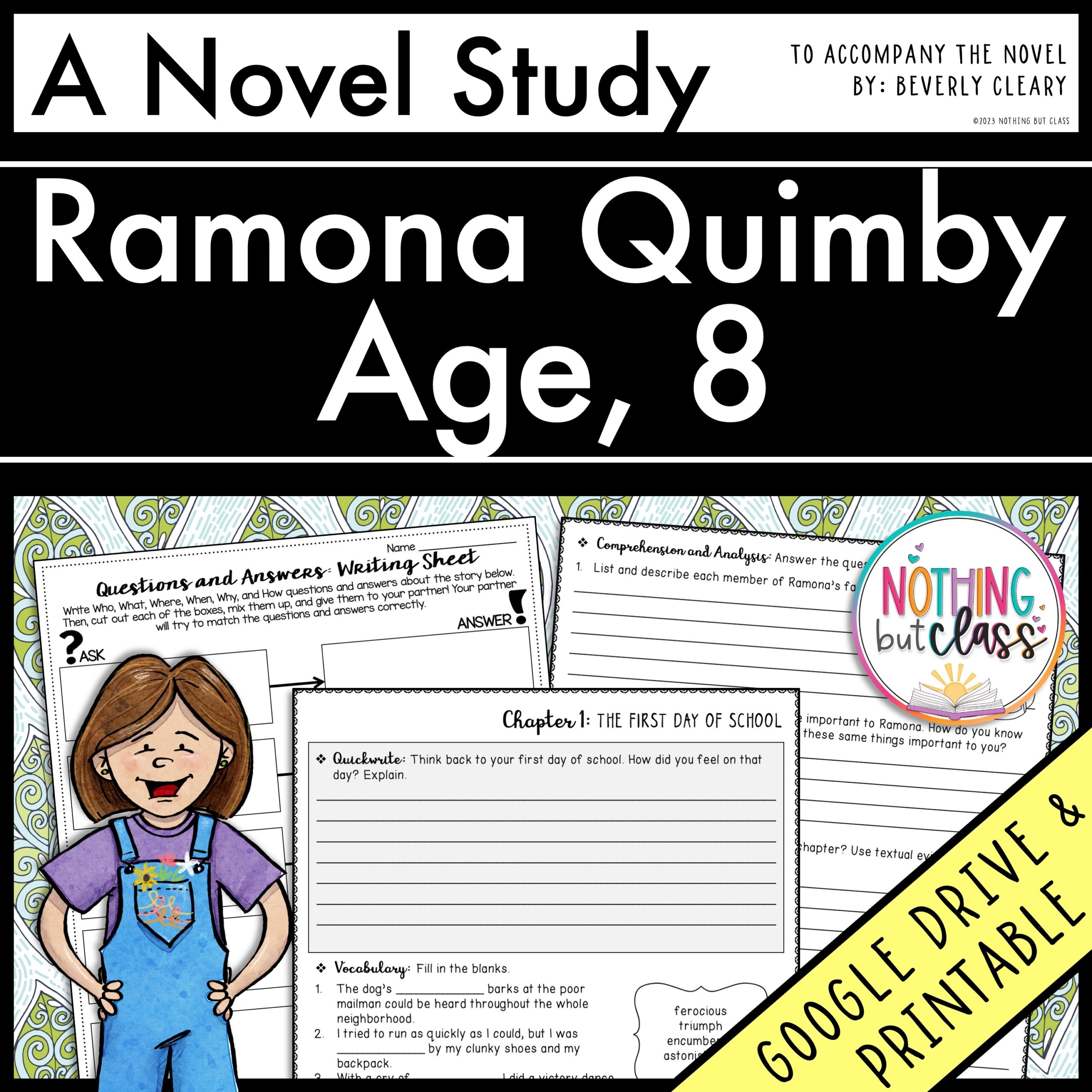 Ramona Quimby Age 8 Novel Study Unit Made By Teachers Ramona Quimby Age 8 Novel Study Unit Made By Teachers