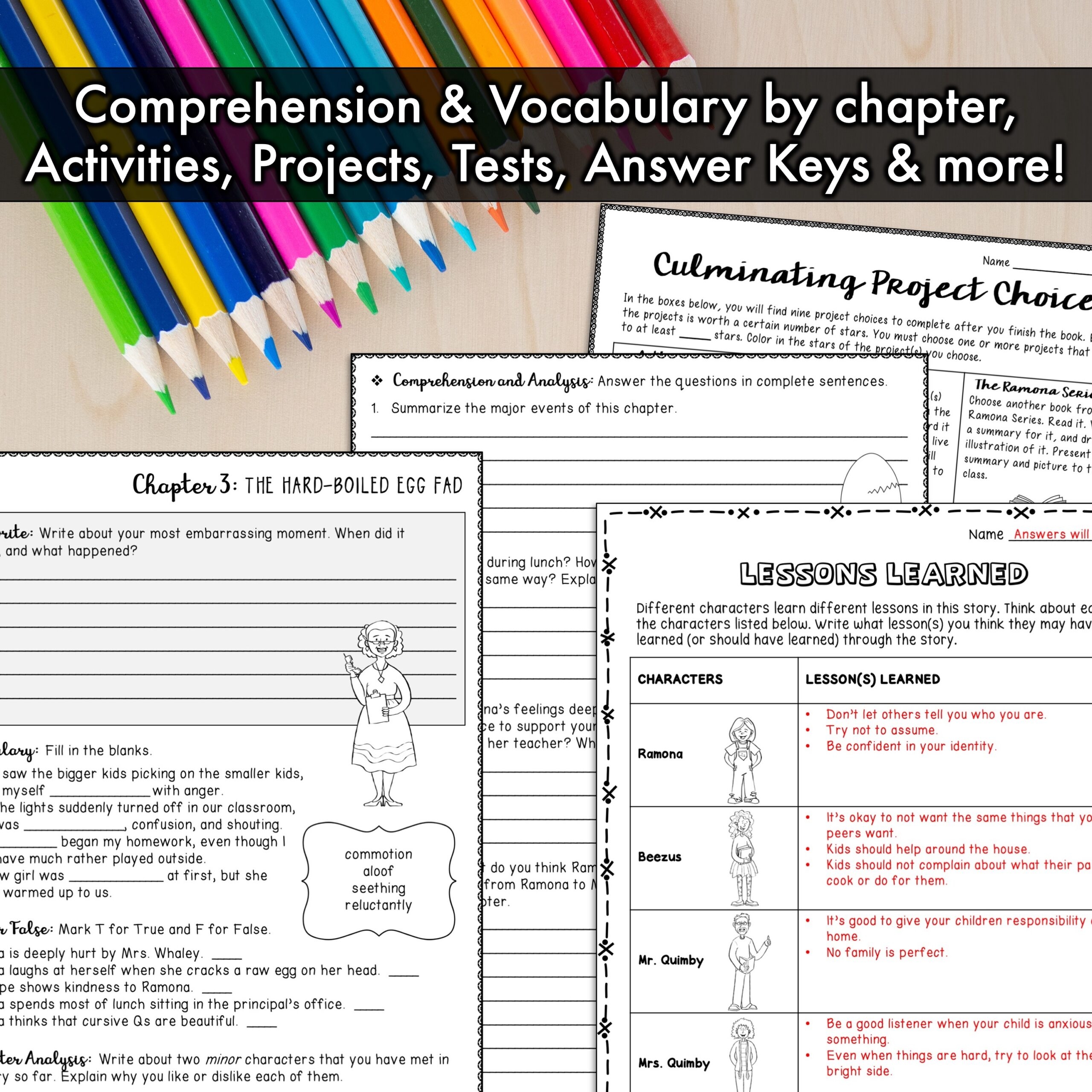 Ramona Quimby Age 8 Novel Study Unit Made By Teachers