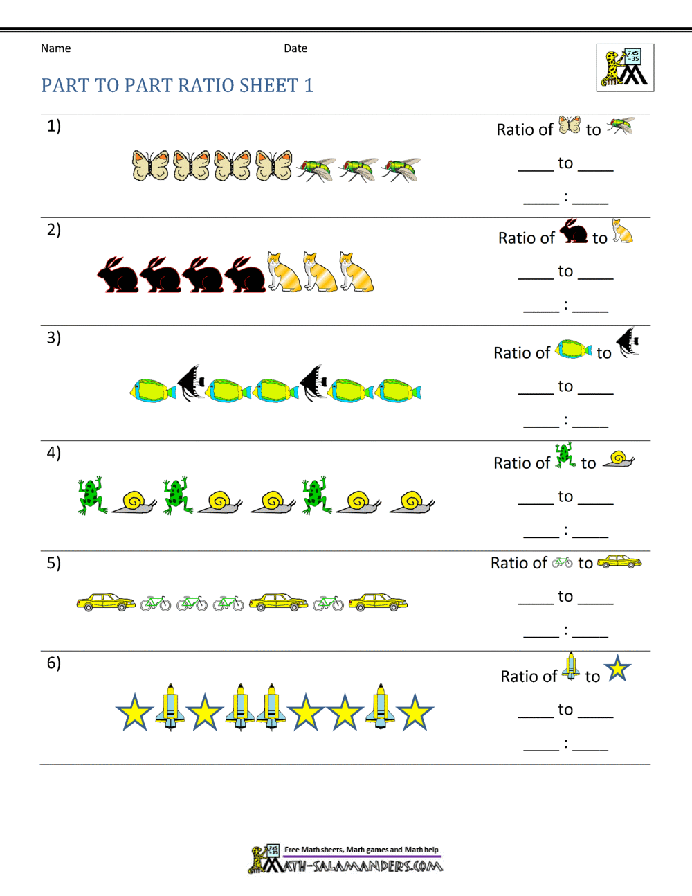Ratio Part To Part Worksheet