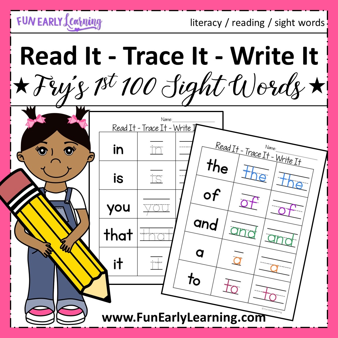 Read It Trace It Write It Fry S First 100 Sight Words Fun Early Learning