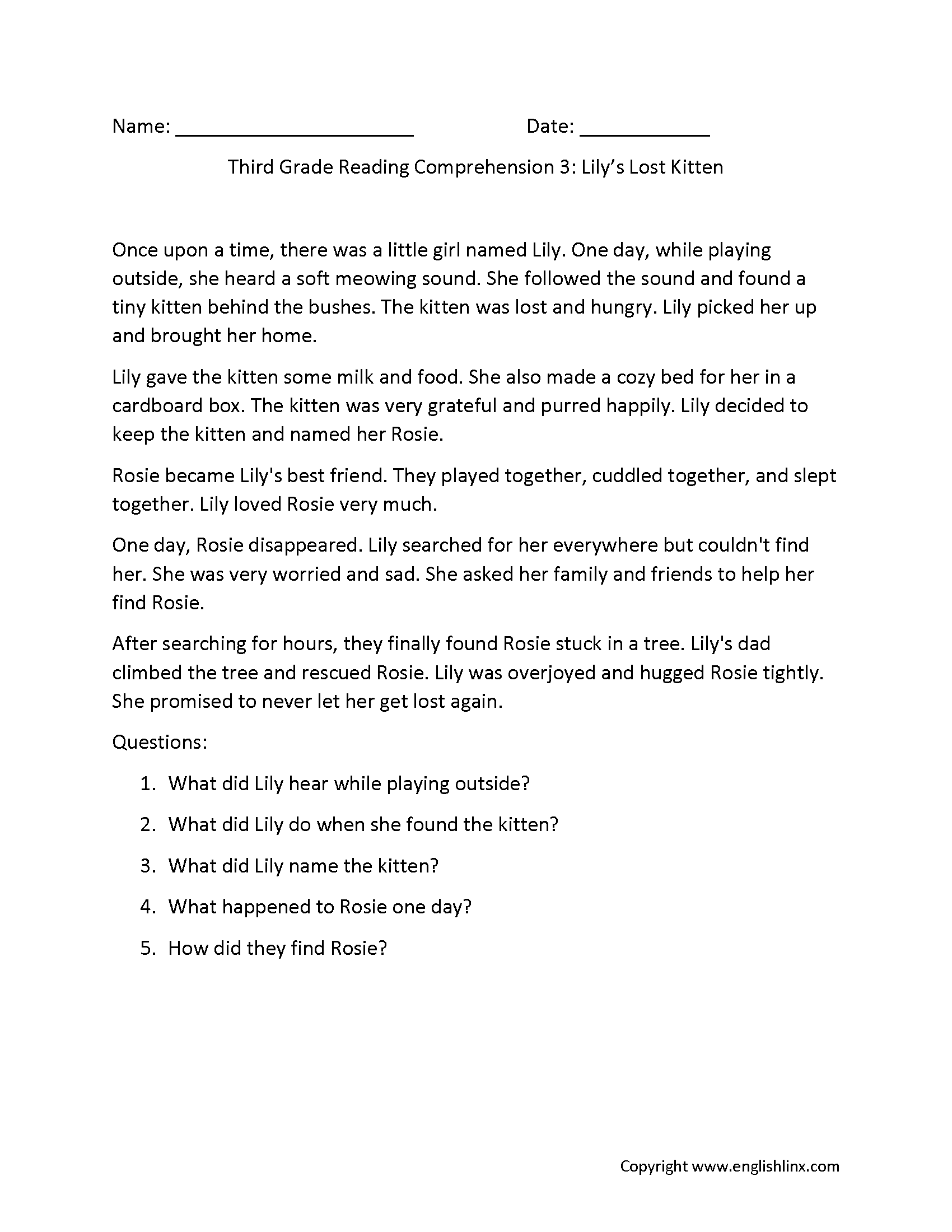 Reading Comprehension Worksheets Free Printable Practice For All Grades