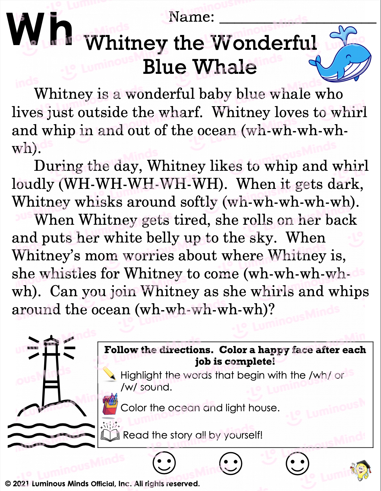 Reading Comprehension Worksheets Whitney The Wonderful Blue Whale Reading Practice With Digraph Wh Reading Comprehension Worksheets Thinking Thursday Reading Practice With Digraph Th
