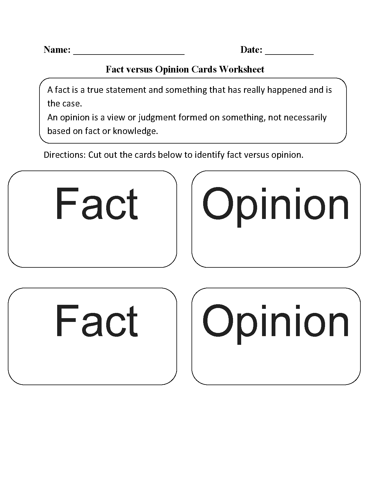 Reading Worksheets Fact And Opinion Worksheets