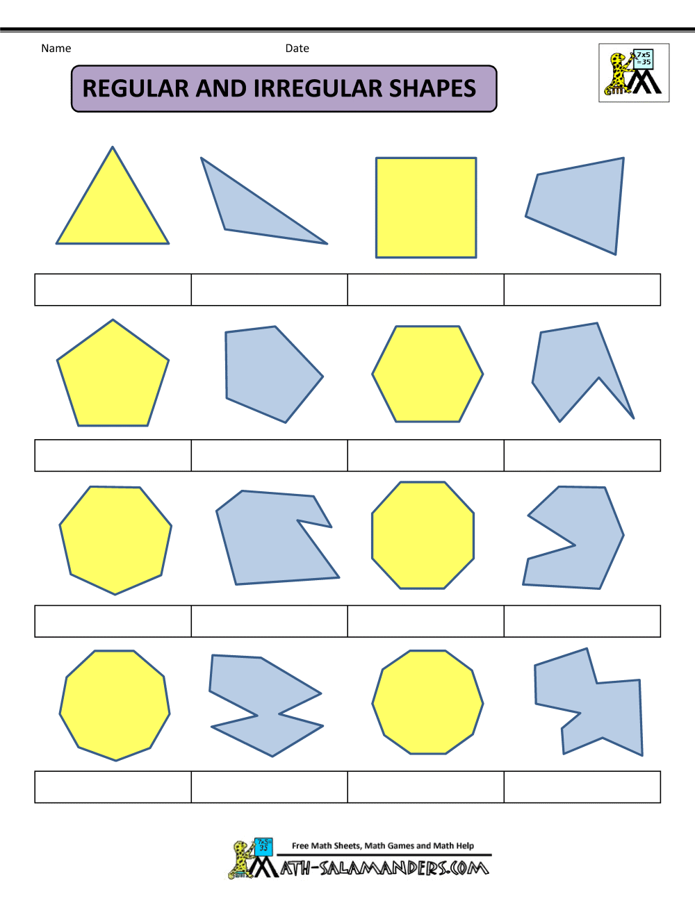 Regular Shapes Worksheets Library