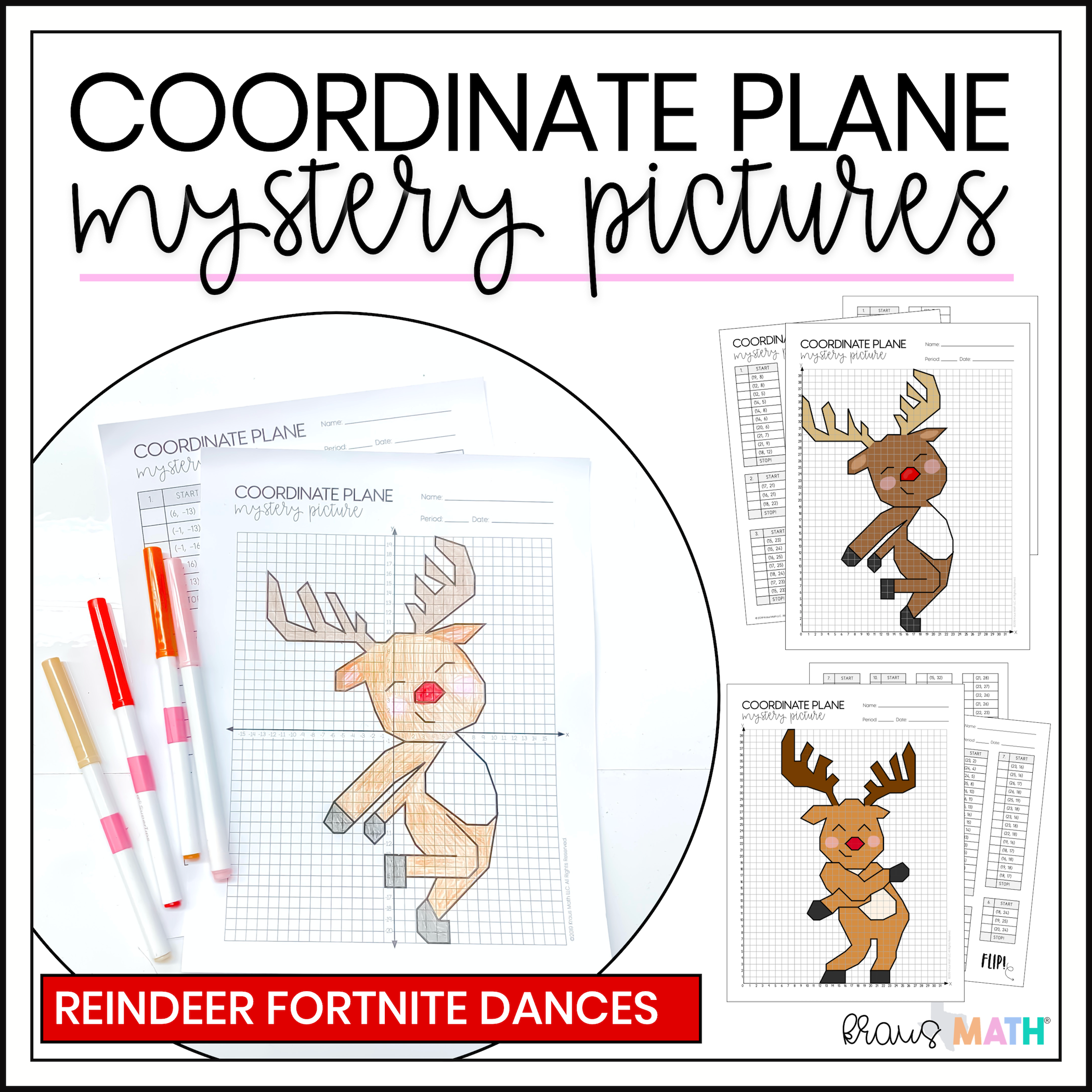 Reindeer Fortnite Dances Coordinate Plane Activity Kraus Math