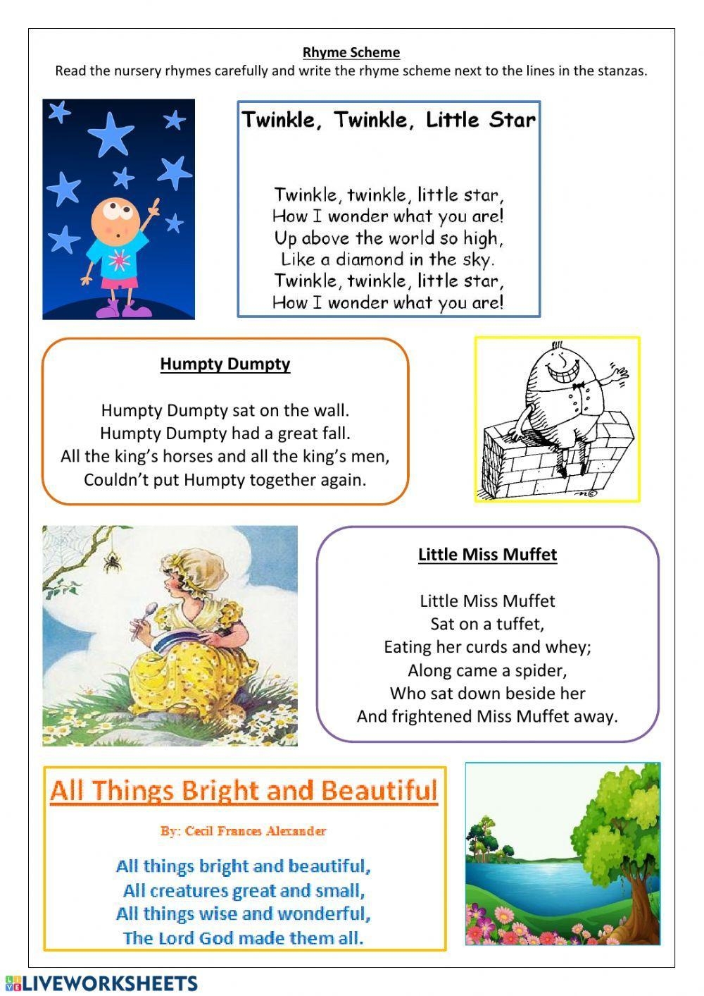 Rhyme Scheme Worksheet Worksheets Library