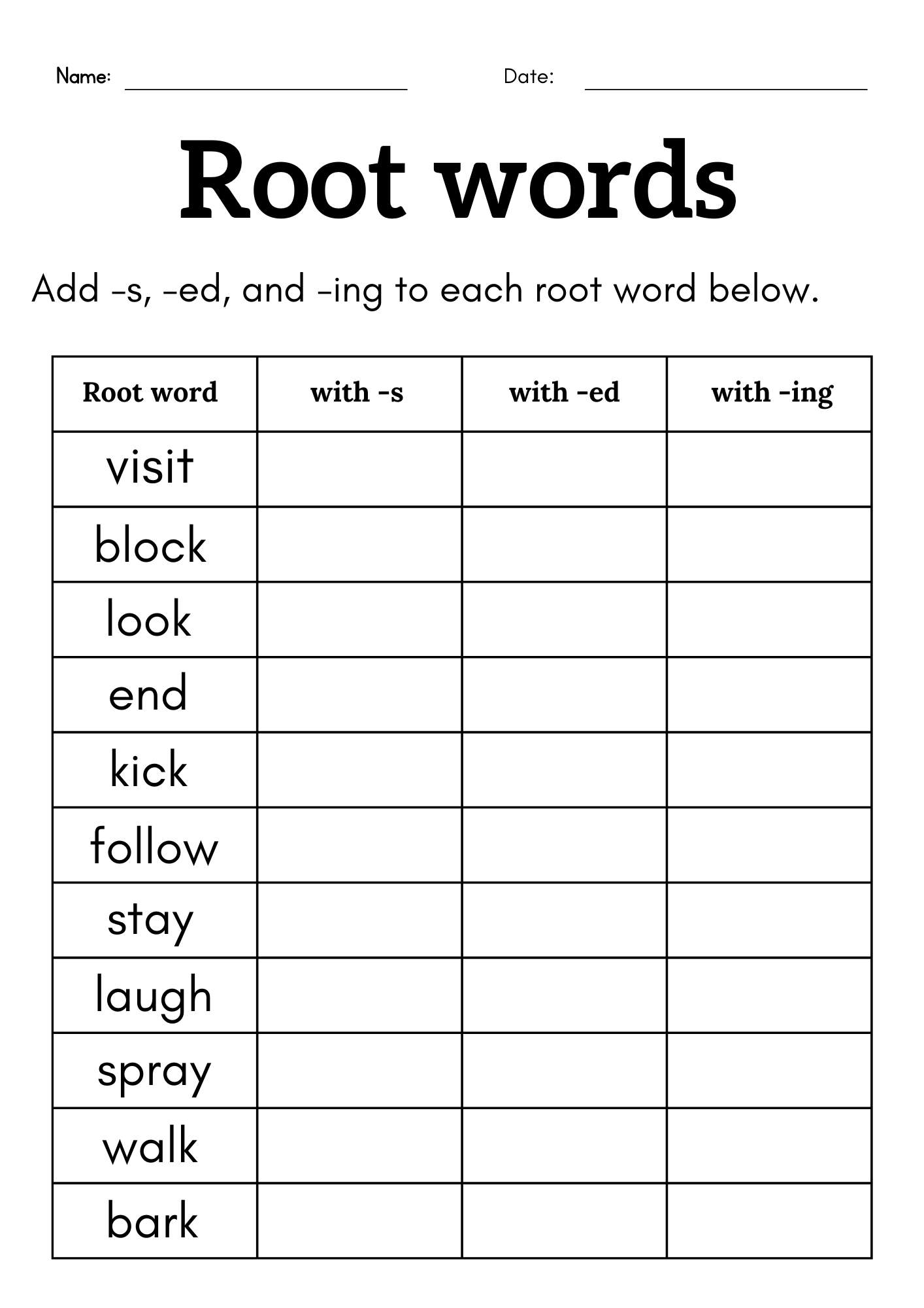 Root Words Worksheet For Grade 1 Or 2 Root Words And Affixes Worksheet For Kids Made By Teachers Root Words Worksheet For Grade 1 Or 2 Root Words And Affixes Worksheet For Kids Made By Teachers