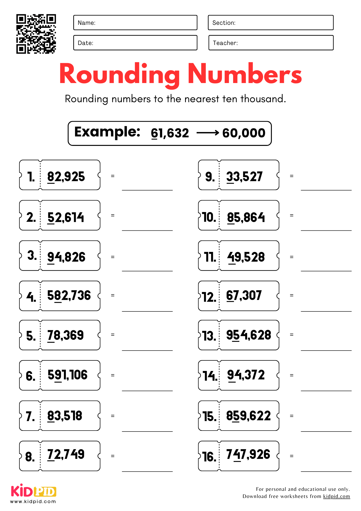 Rounding Numbers To Nearest 10 000 Worksheet For Grade 4 Kidpid