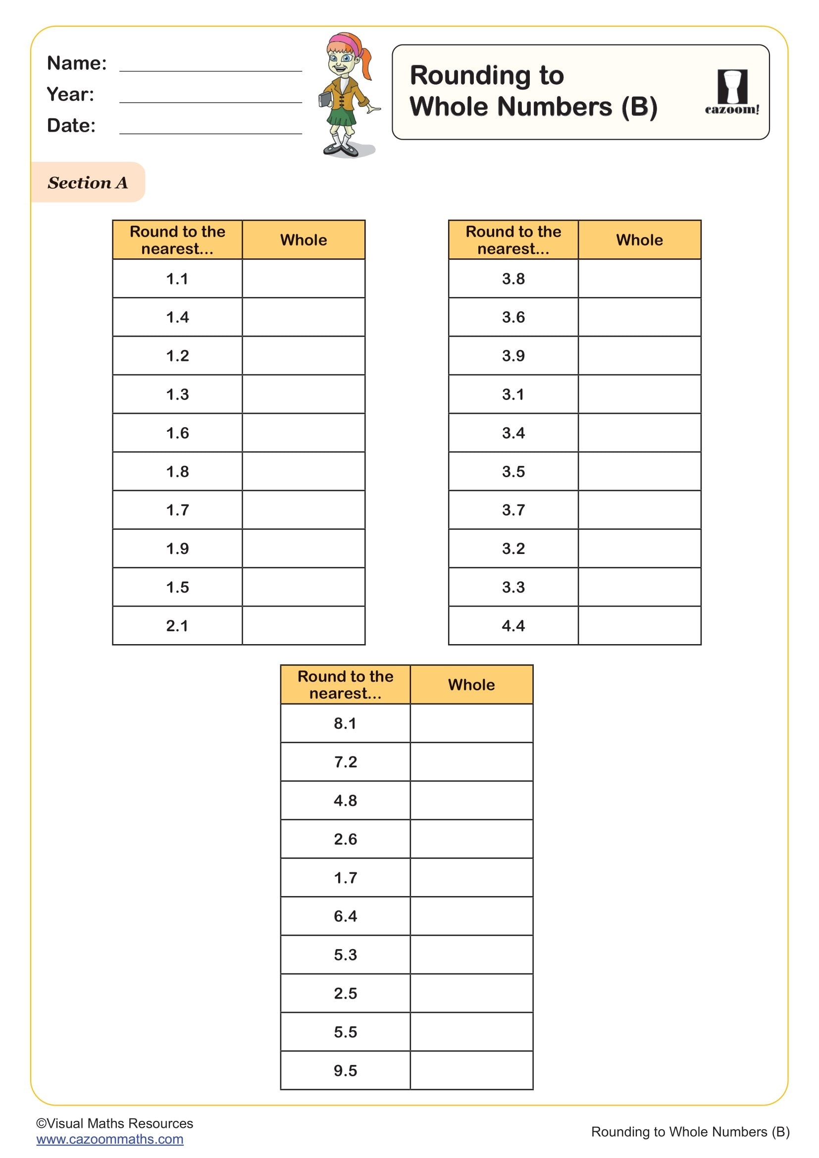 Rounding To Whole Numbers Worksheet PDF Printable Number Worksheets Rounding To Whole Numbers Worksheet PDF Printable Number Worksheets