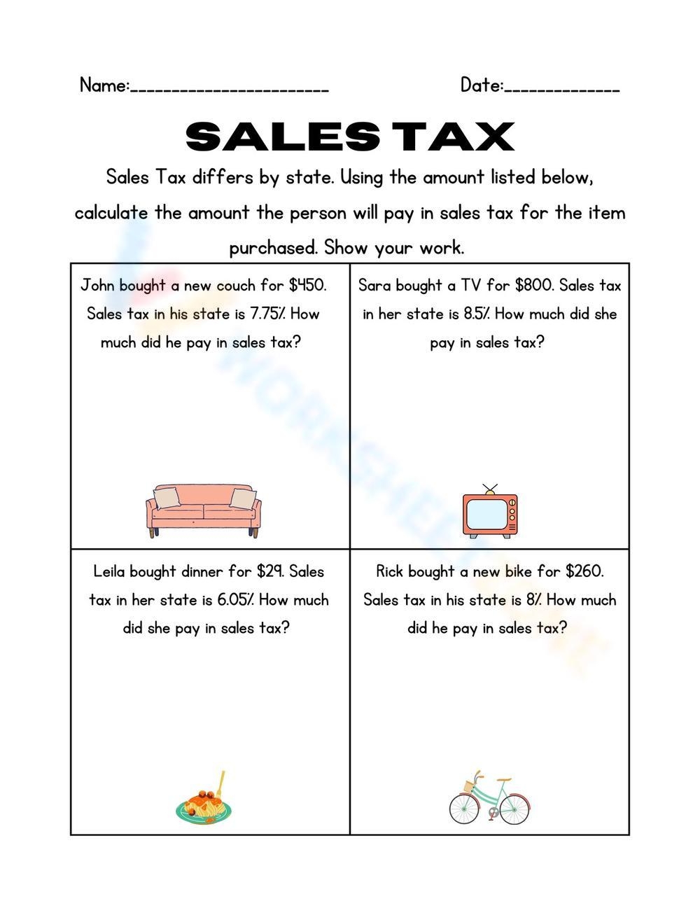 Sales Tax Math Multiplication Worksheet Worksheets Library Sales Tax Math Multiplication Worksheet Worksheets Library