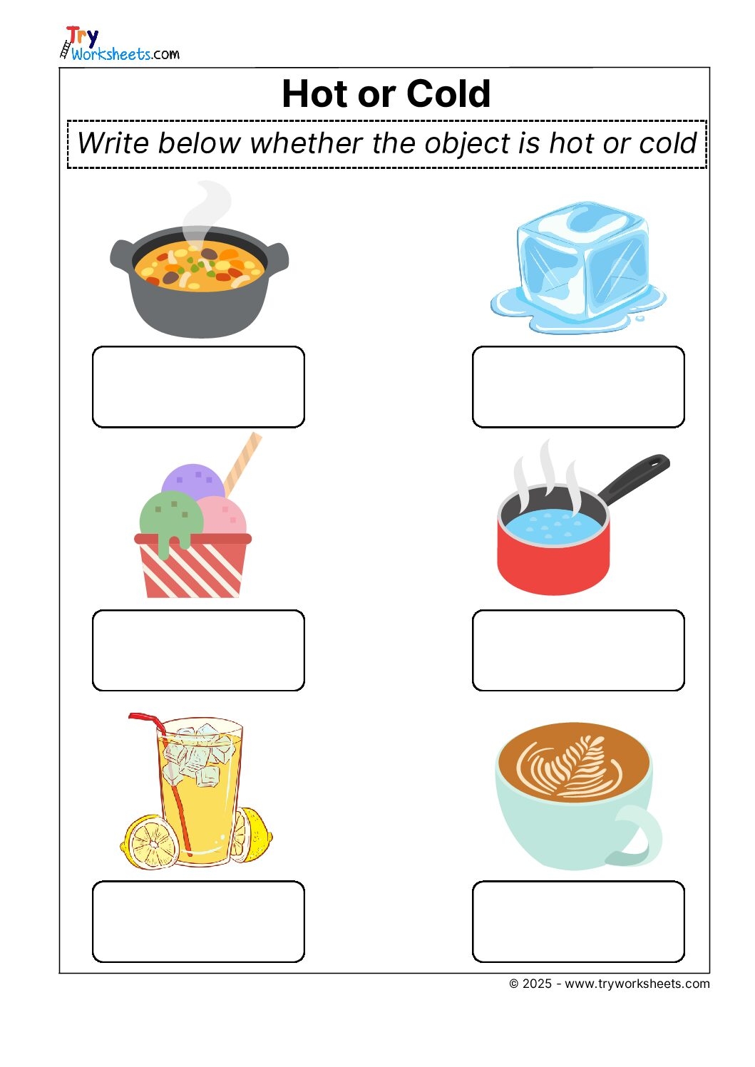 Science Grade 2 Worksheet Object Hot Cold Try Worksheets